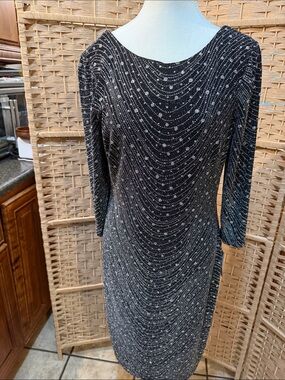 Black Long-Sleeve Sparkle Sheath Dress